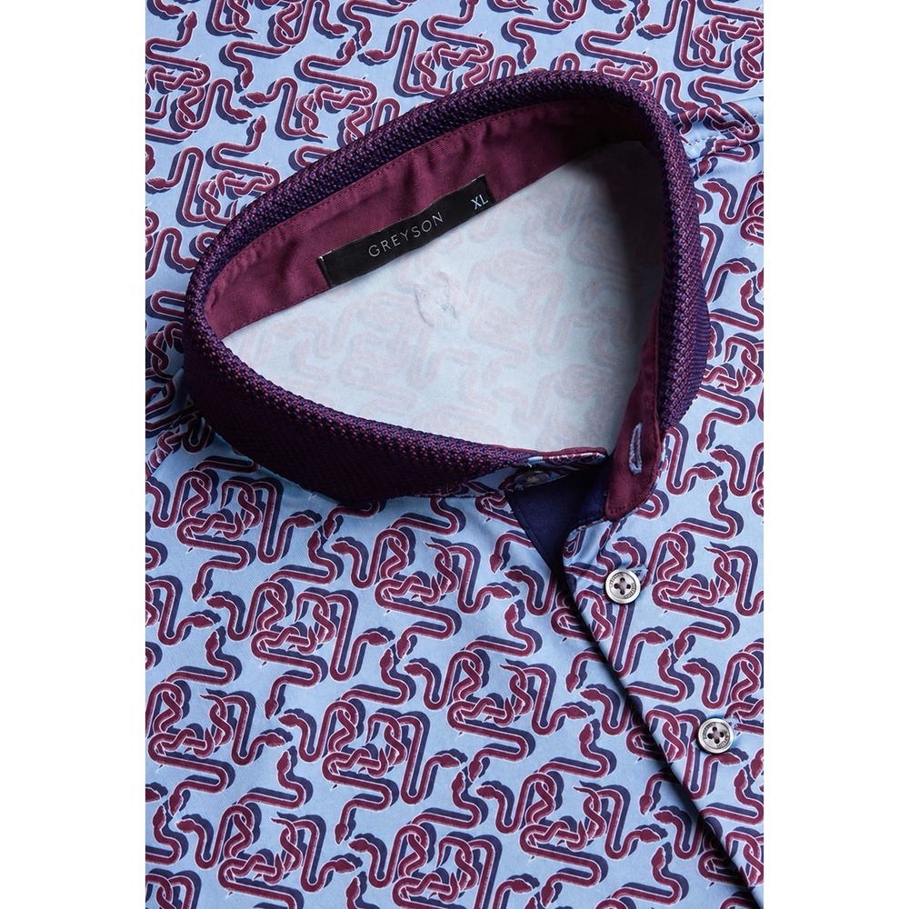 Greyson Intertwined Polo Men XL Arctic Burgundy Snake Print Golf Shirt